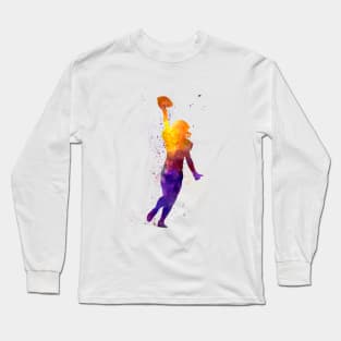 American football female player in watercolor Long Sleeve T-Shirt